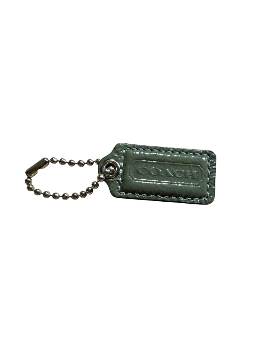 Coach Gray Patent Leather Purse Charm Tag